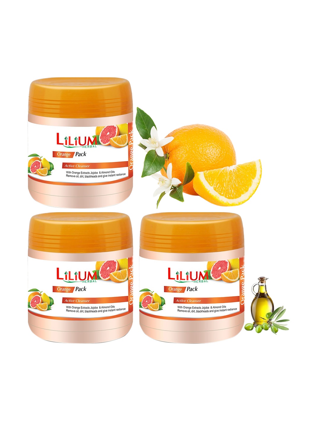 

Lilium Women Set of 3 Herbal Orange Face Pack with Fruits Extract, 500G