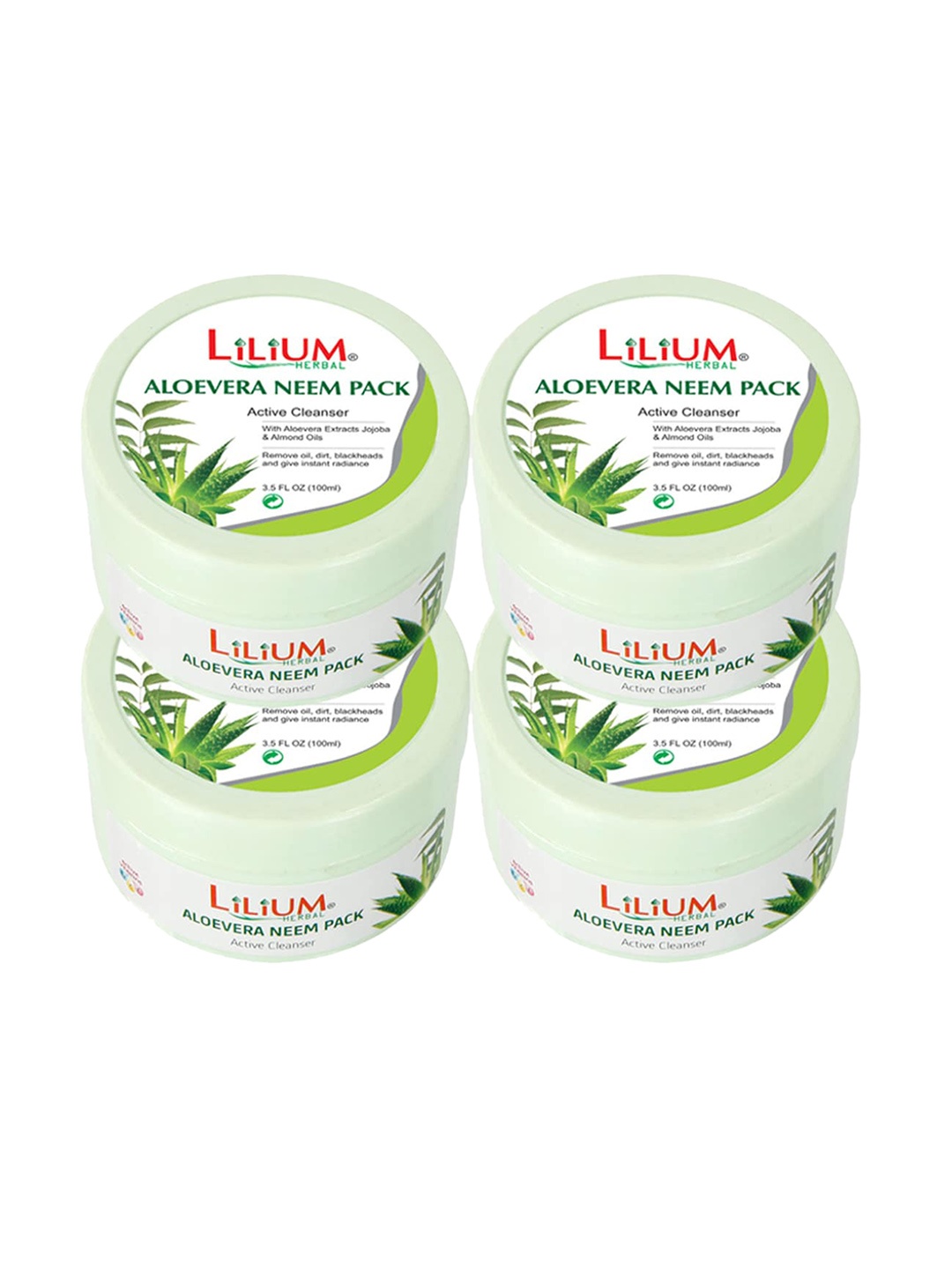 

Lilium Pack Of 4 Aloe Vera Neem Face Pack For for Deep Cleansing & Anti Acne & Scars, White