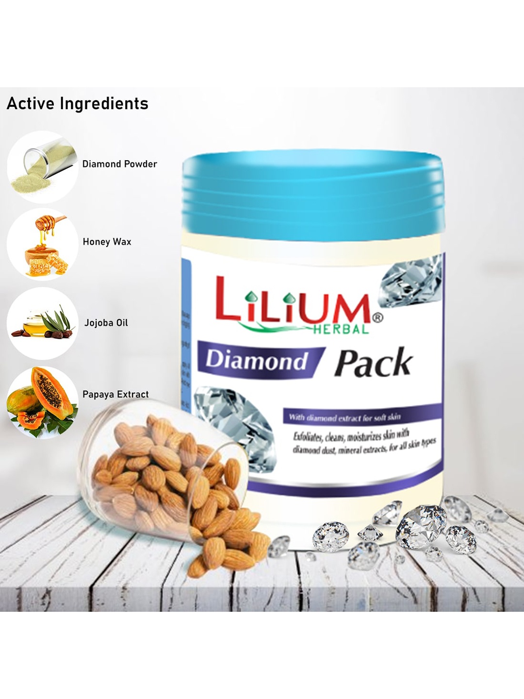 

Lilium Women White Set of 2 Herbal Diamond Face Pack, 900G