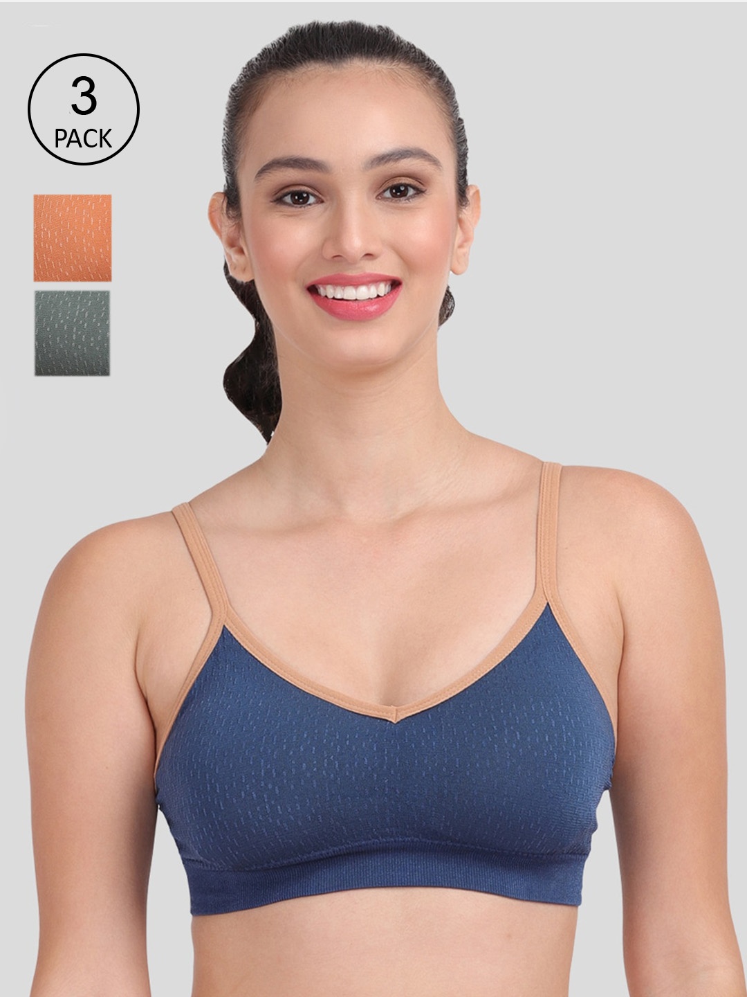 

Amour Secret Pack of 3 Lightly Padded Bra, Blue