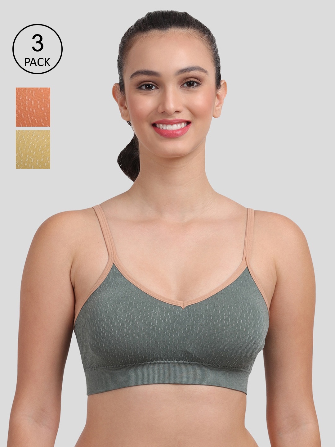 

Amour Secret Women Pack Of 3 Lightly Padded Sports Bra S1015, Green