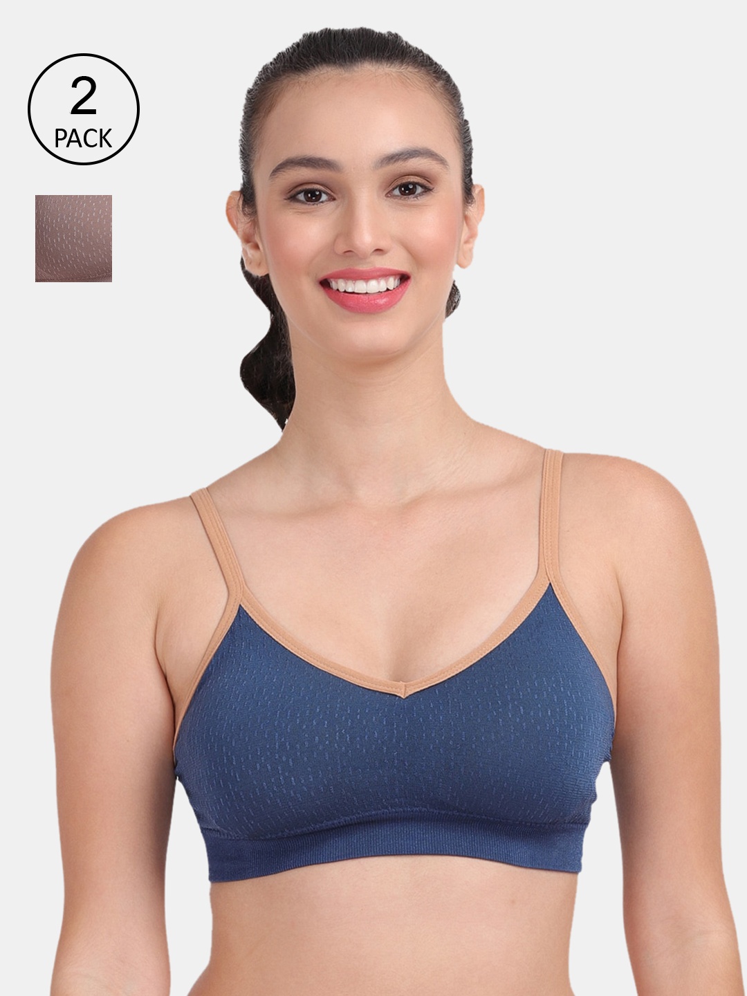 

Amour Secret Pack Of 2 Blue & Brown Bra