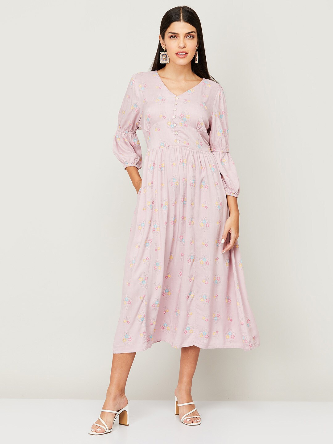 

Colour Me by Melange Women Purple Floral Midi Dress