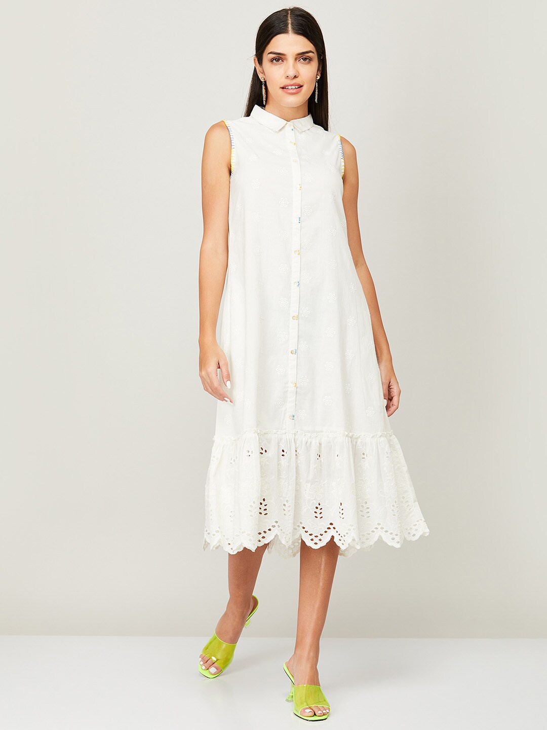 

Colour Me by Melange White Shirt Midi Dress