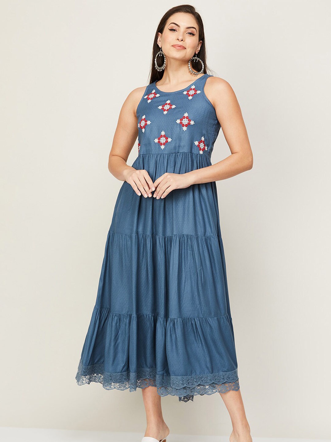 

Colour Me by Melange Navy Blue Floral Midi Dress