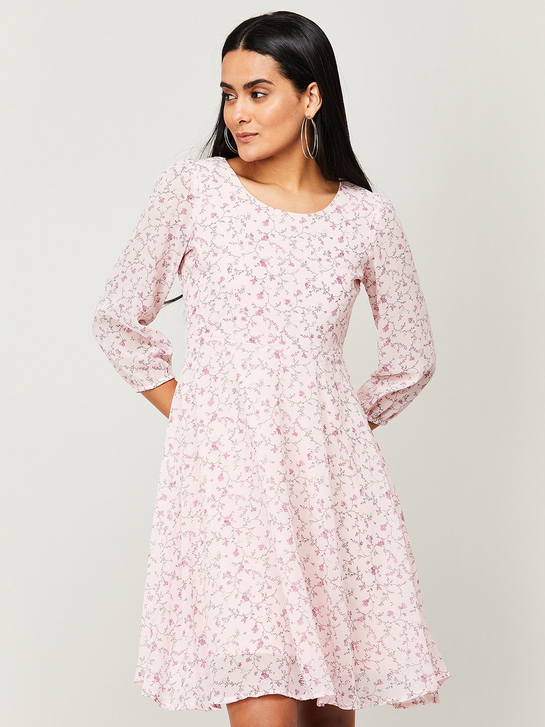 

Fame Forever by Lifestyle Women Pink Floral Printed Fit & Flare Dress