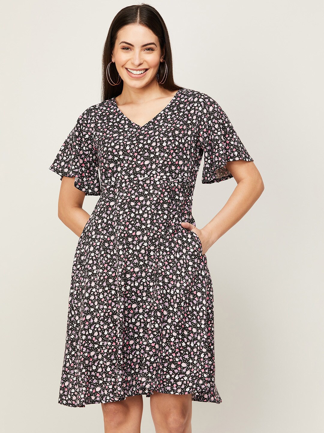 

Fame Forever by Lifestyle Women Black Printed Fit and Flare Dress