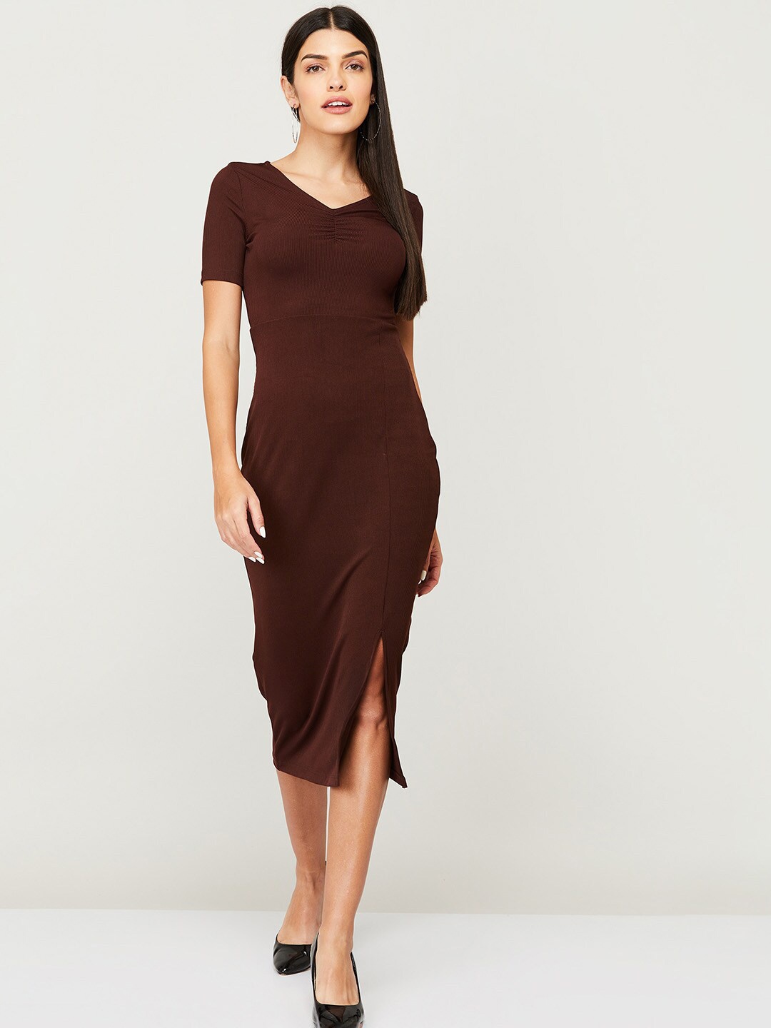 

Ginger by Lifestyle WOMEN Brown Sheath Midi Dress