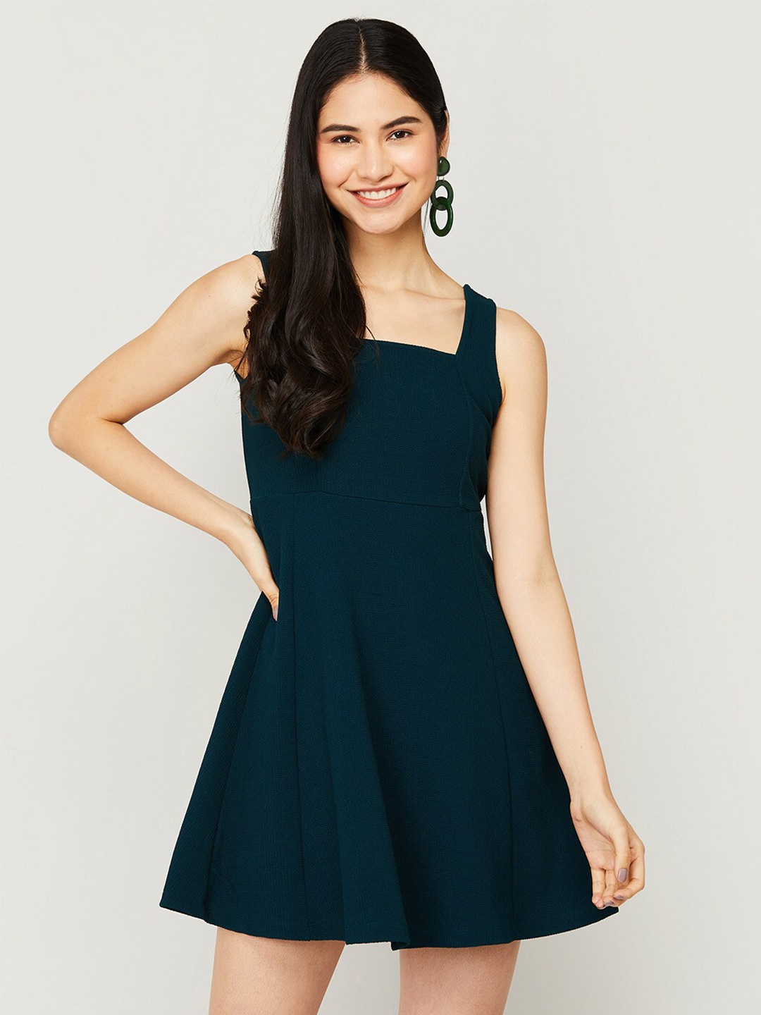 

Ginger by Lifestyle Women Green Solid Fit & Flare Dress