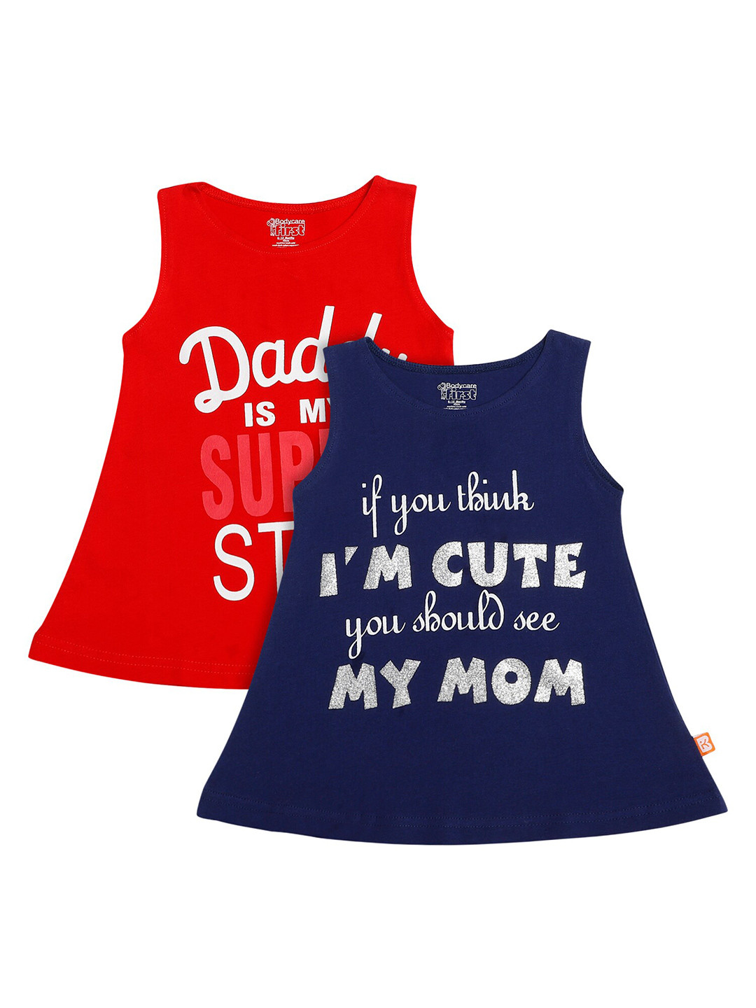 

Bodycare Girls Navy Blue & Red Pack Of 2 Cotton A-Line Dress