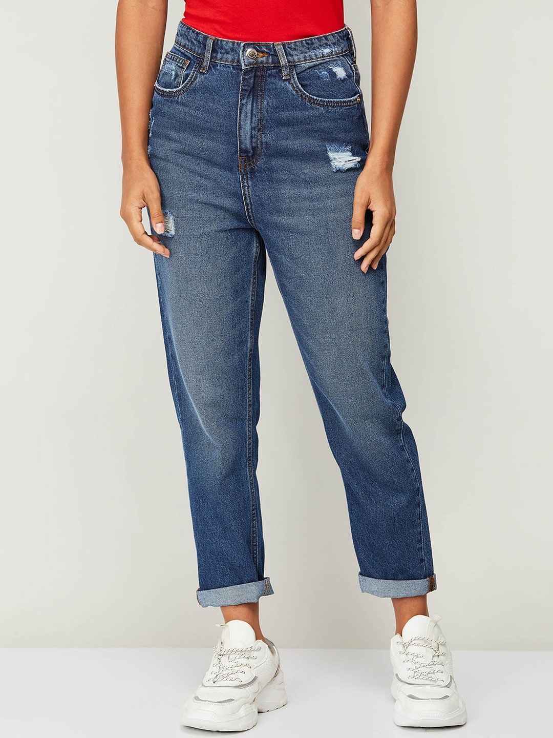 

Fame Forever by Lifestyle Women Blue Straight Fit Low Distress Light Fade Jeans