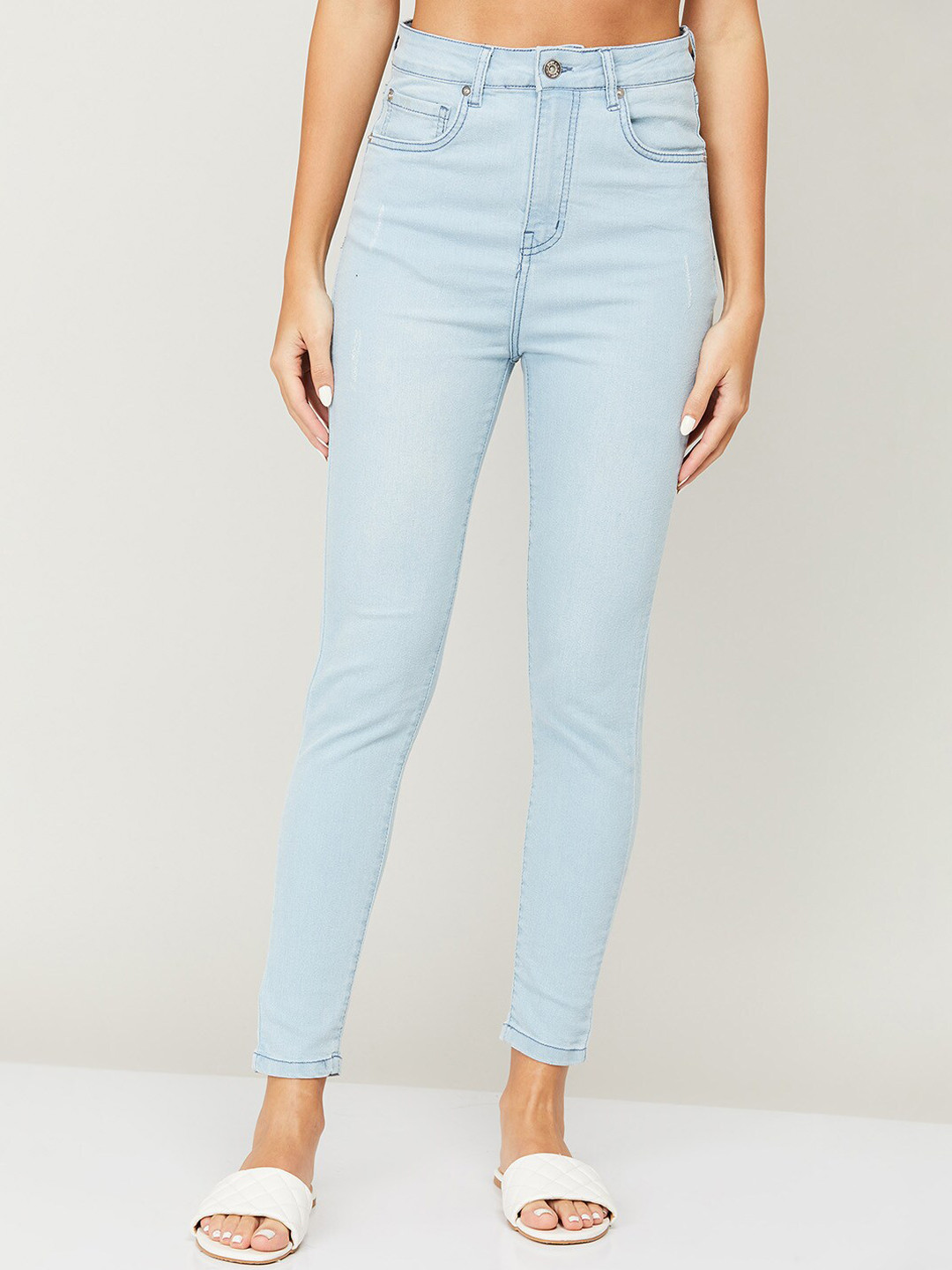 

Ginger by Lifestyle Women Blue Solid Skinny Fit Cotton Jeans