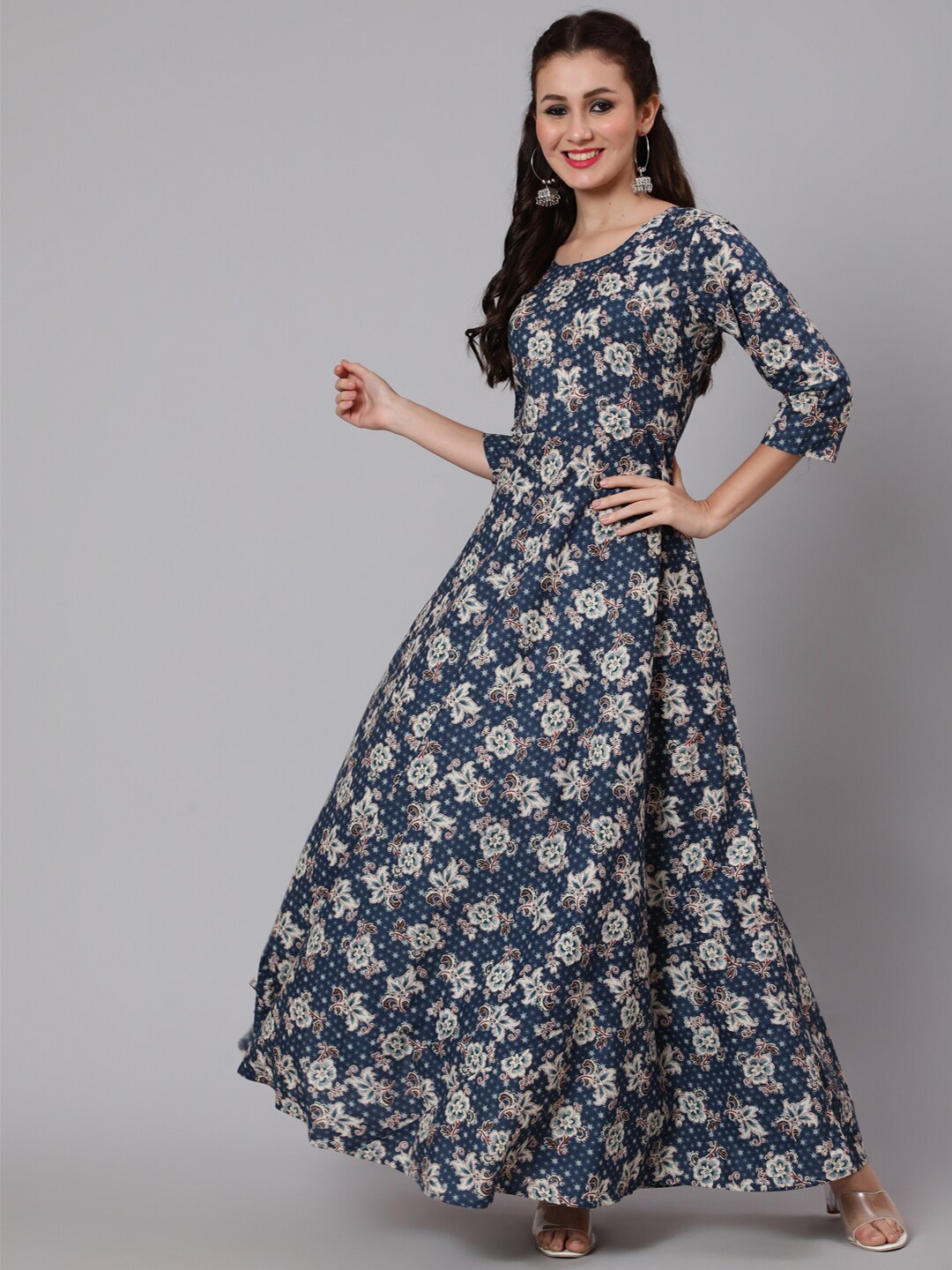 

Nayo Women Blue Floral Ethnic Maxi Dress