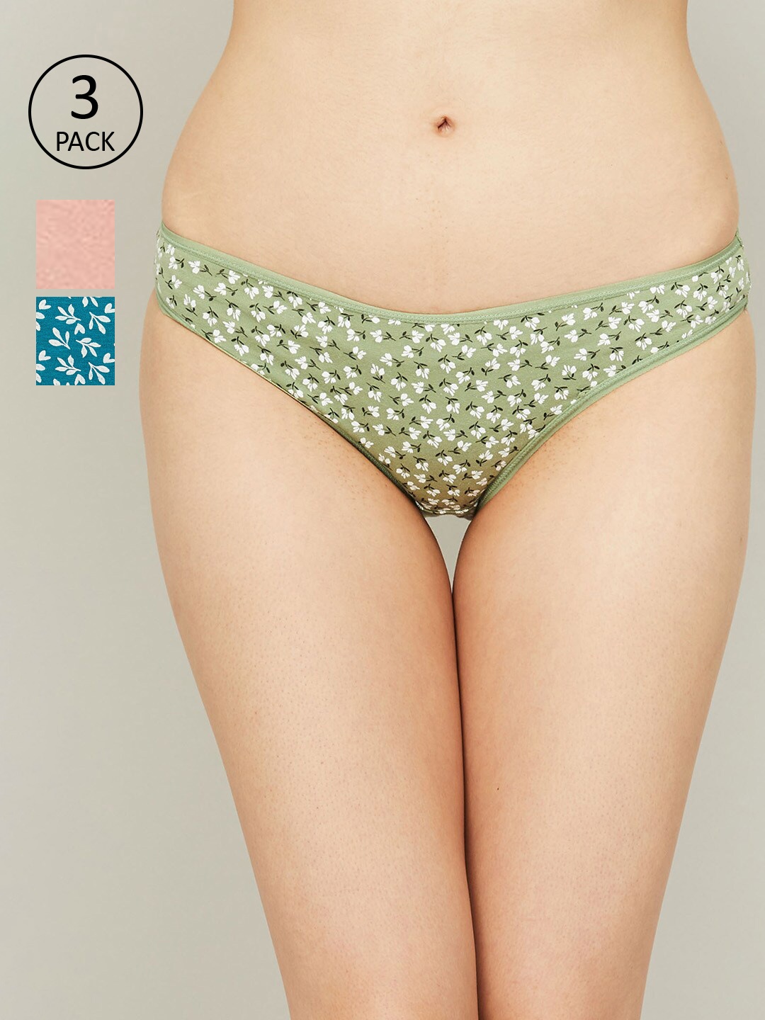 

Ginger by Lifestyle Pack Of 3 Printed Cotton Briefs 1000011690604-BLUSH, Green