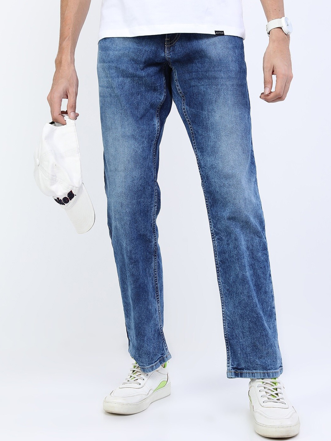 

KETCH Men Blue Straight Fit Heavy Fade Stretchable Jeans