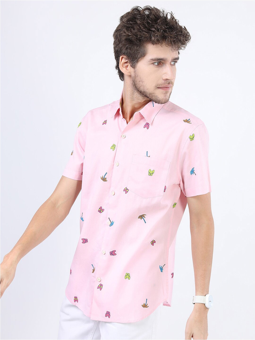 

KETCH Men Pink Slim Fit Printed Casual Shirt