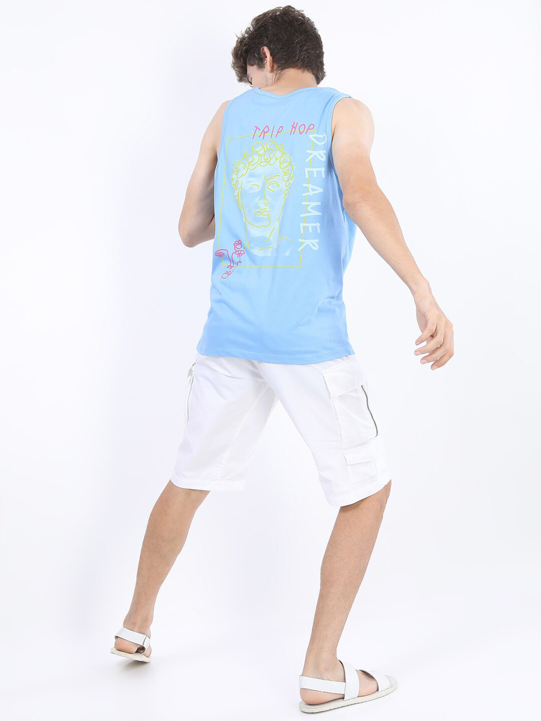 

KETCH Men Blue Typography Printed Raw Edge Slim Fit T-shirt