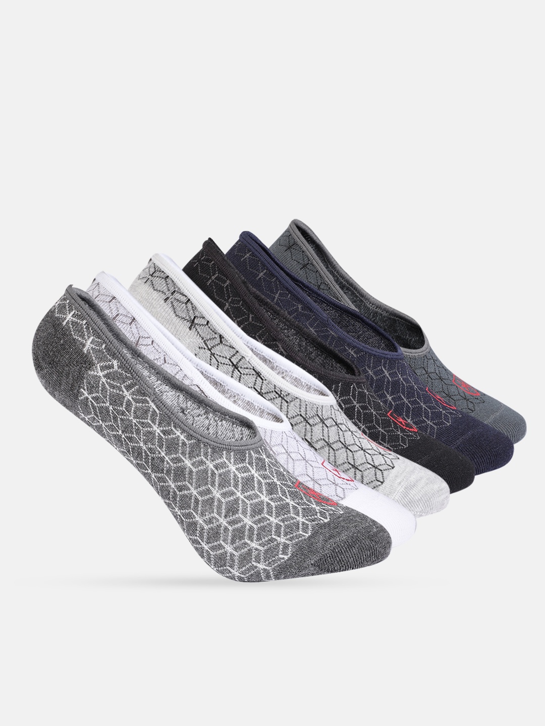 

Roadster Men Pack of 6 Patterned Shoe Liners, Grey