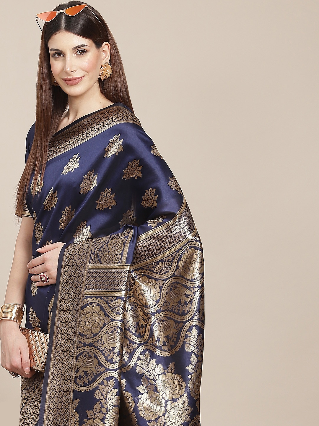 

Varanga Blue & Golden Woven Design Banarasi Saree