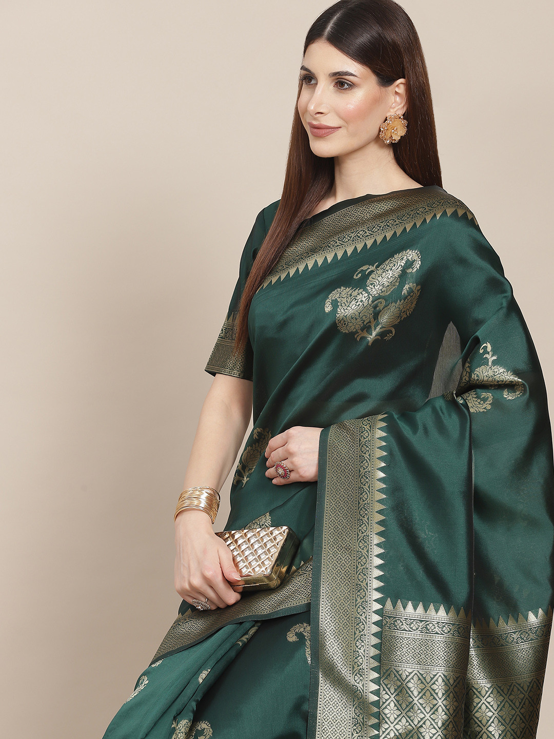 

Varanga Green Woven Design Banarasi Saree