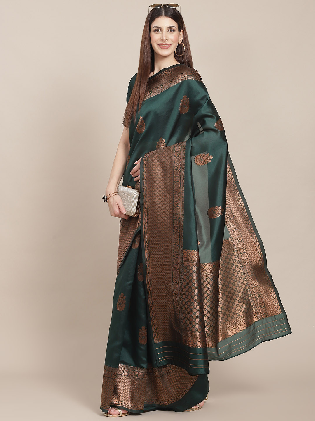 

Varanga Teal Green Woven Design Banarasi Saree