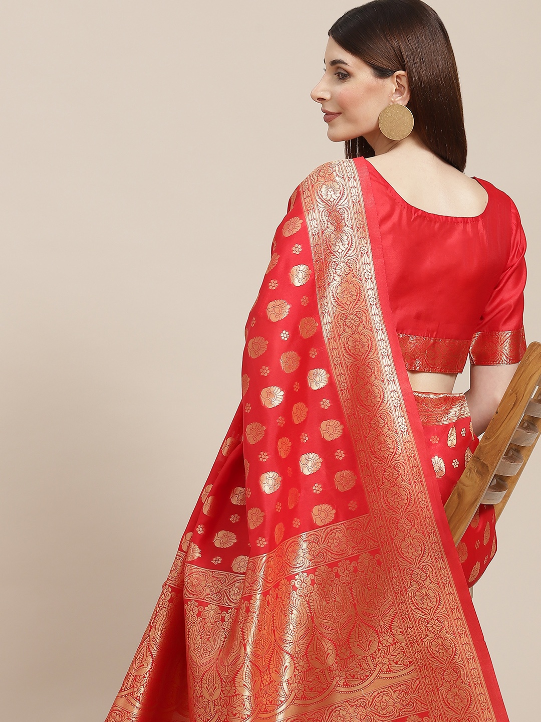 

Varanga Red & Golden Woven Design Banarasi Saree