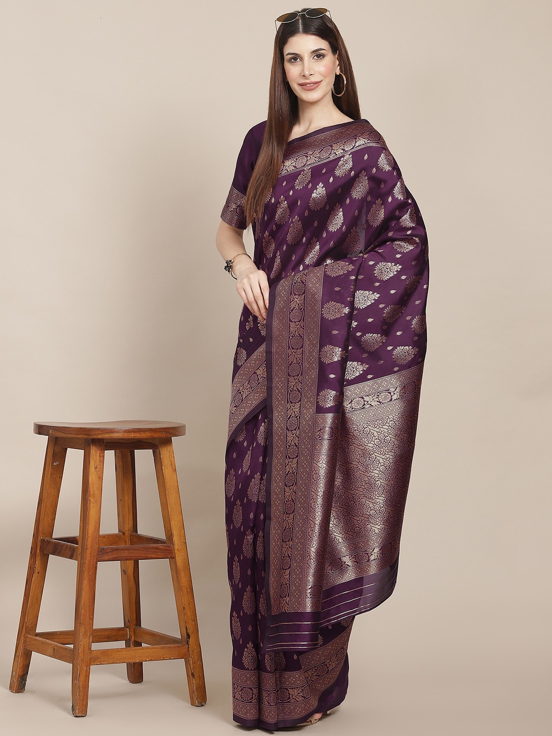 

Varanga Purple & Golden Woven Design Banarasi Saree