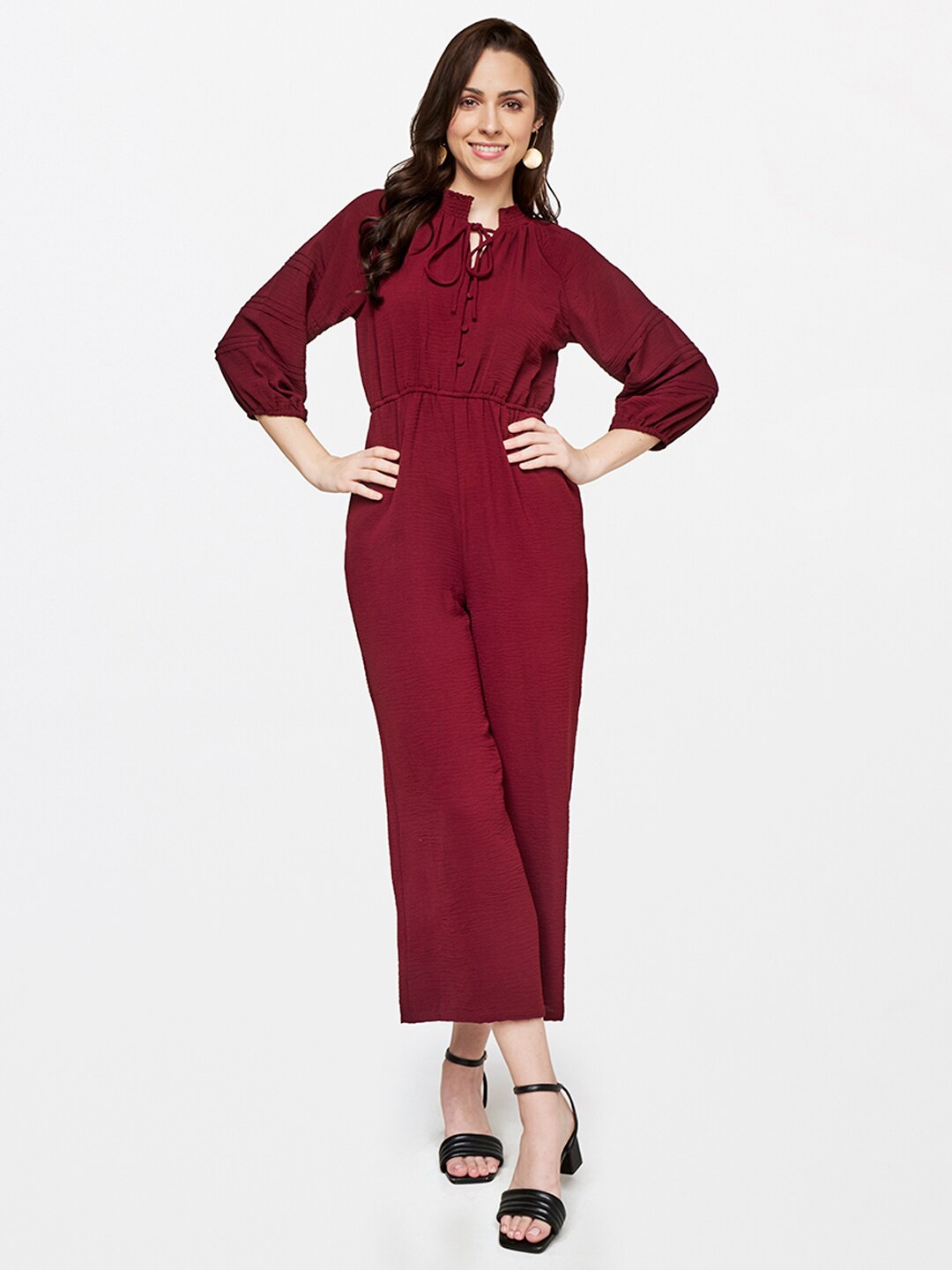 

AND Women's Maroon Basic Jumpsuit