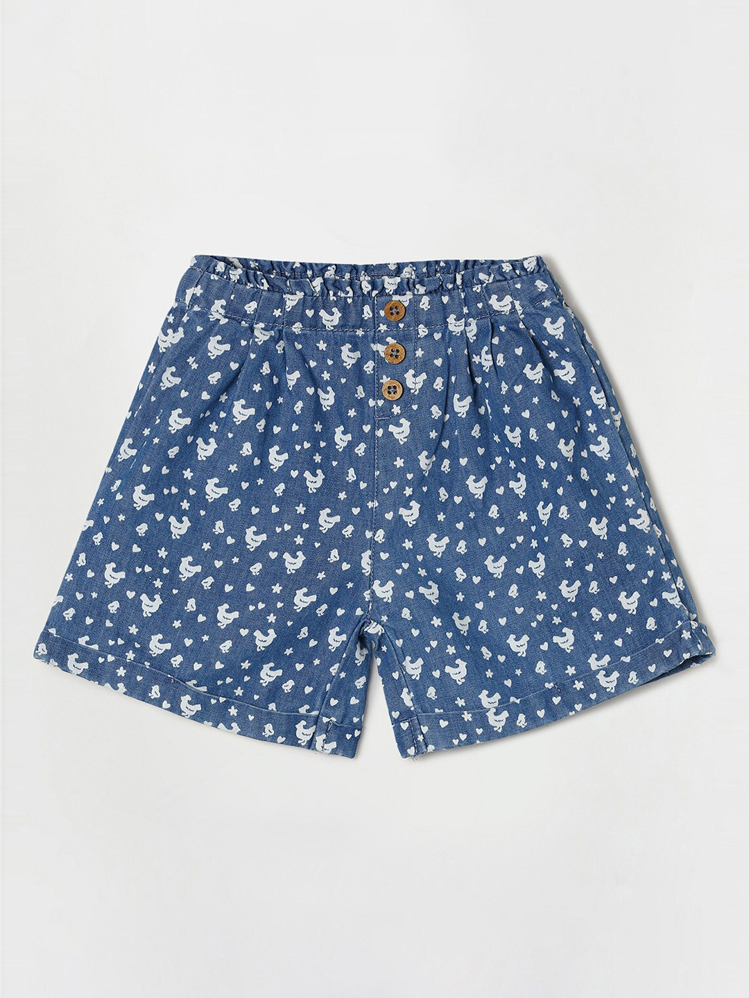 

Juniors by Lifestyle Girls Blue Conversational Printed Denim Shorts