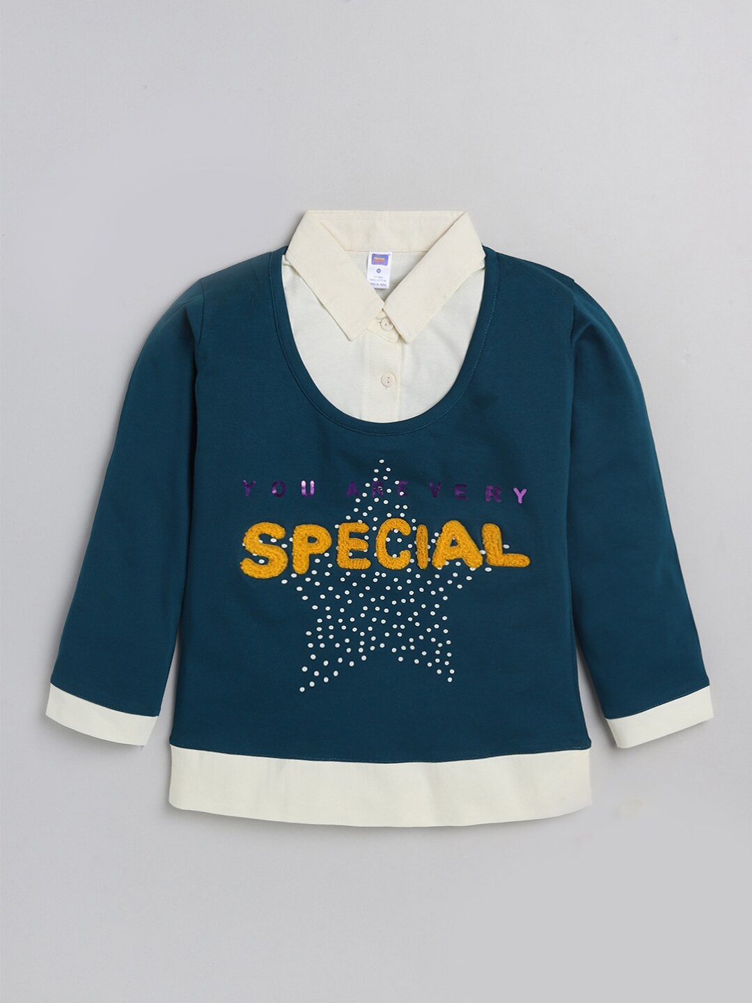 

Nottie Planet Girls Navy Blue Printed Top