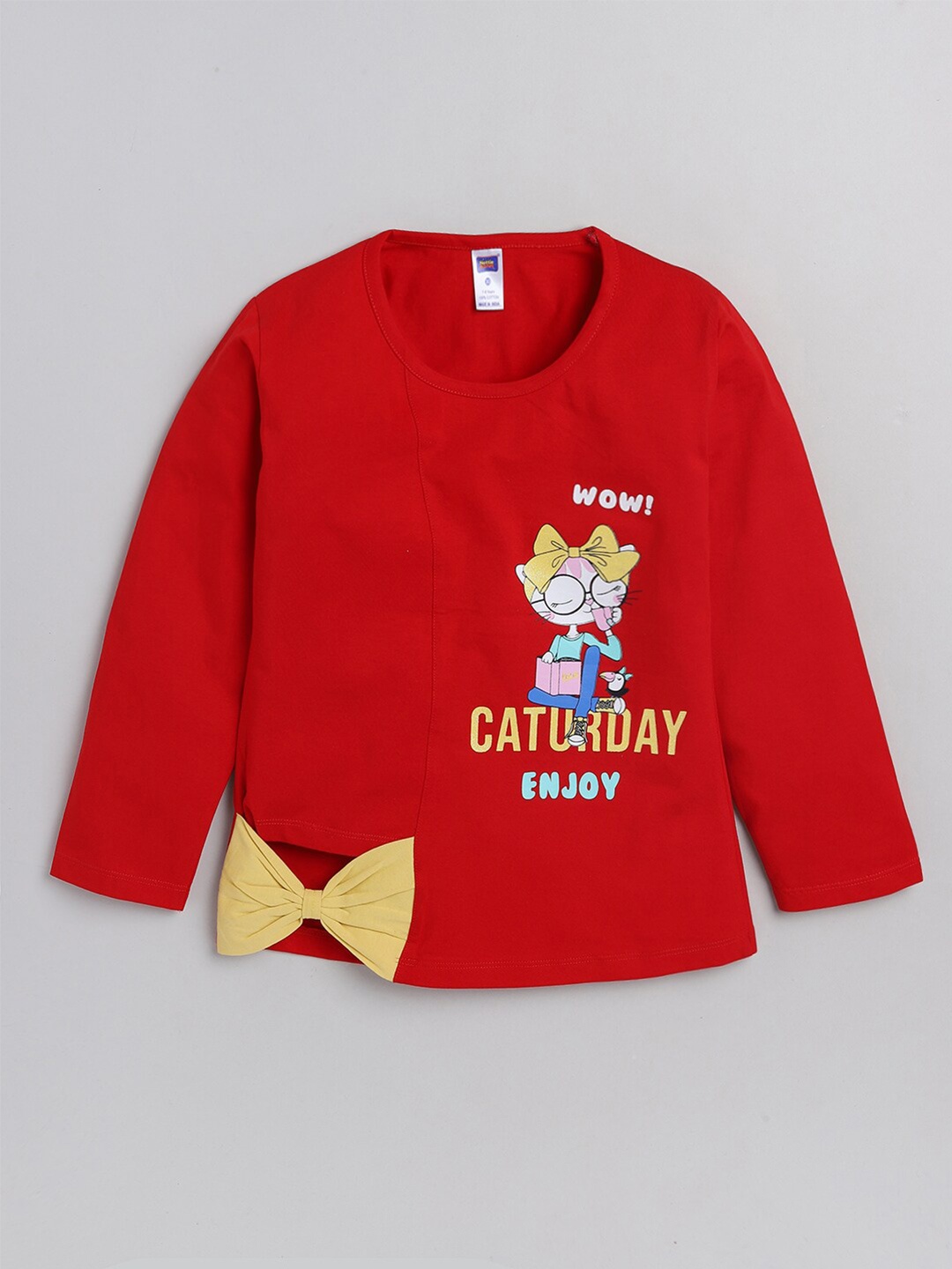 

Nottie Planet Girls Red Pure Cotton Printed Top