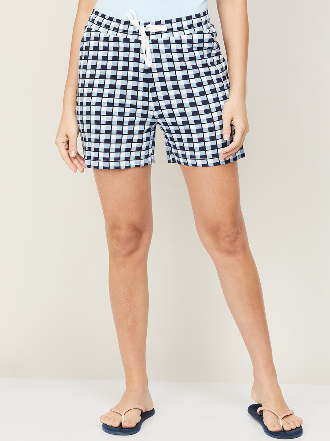 

Ginger by Lifestyle Women White Checked Cotton Shorts