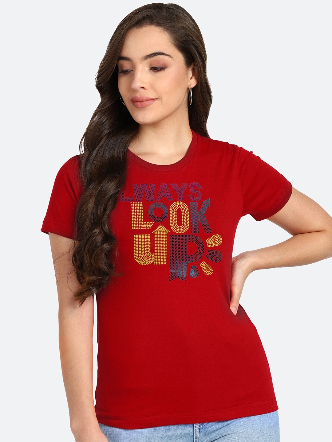 

Shashvi Women Red Typography Printed T-shirt