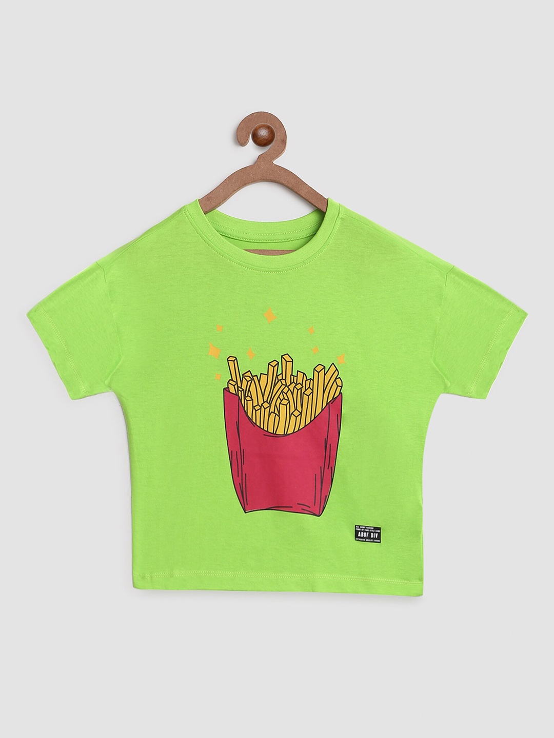 

Abof Girls Green Printed Regular Fit T-shirt
