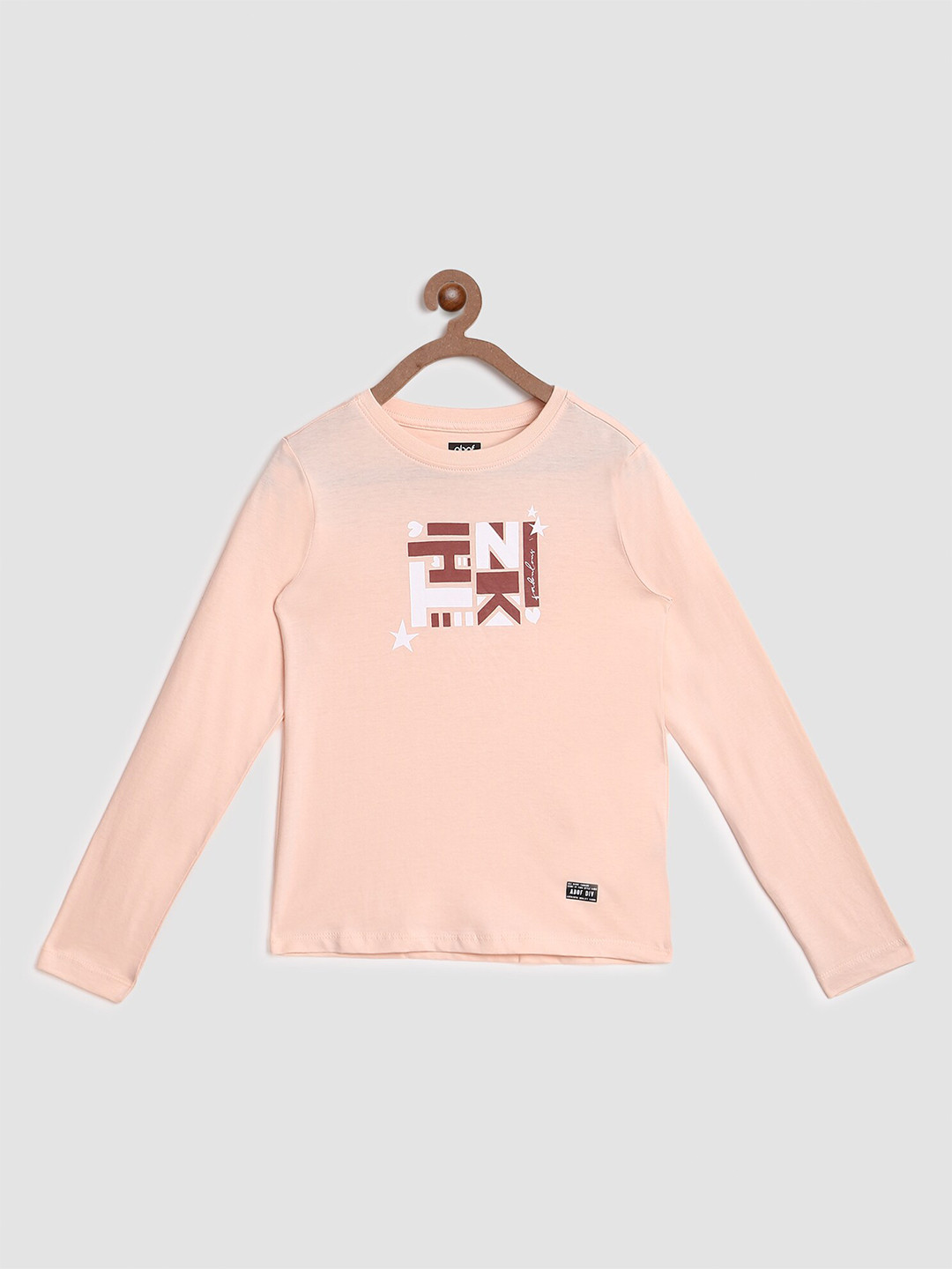 

abof Girls Peach-Coloured Typography Printed T-shirt