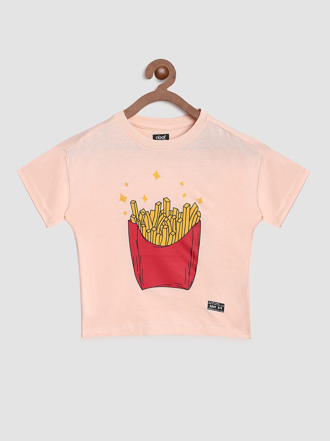 

abof Girls Peach Printed Cotton T-shirt