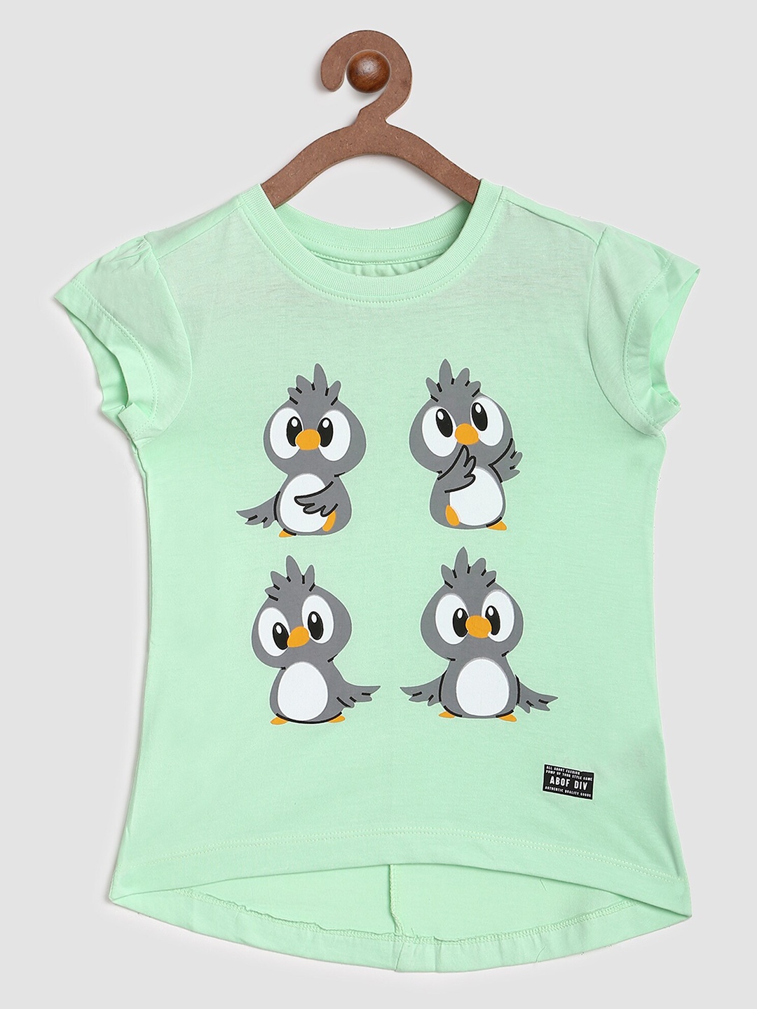 

abof Girls Green Printed Cotton T-shirt