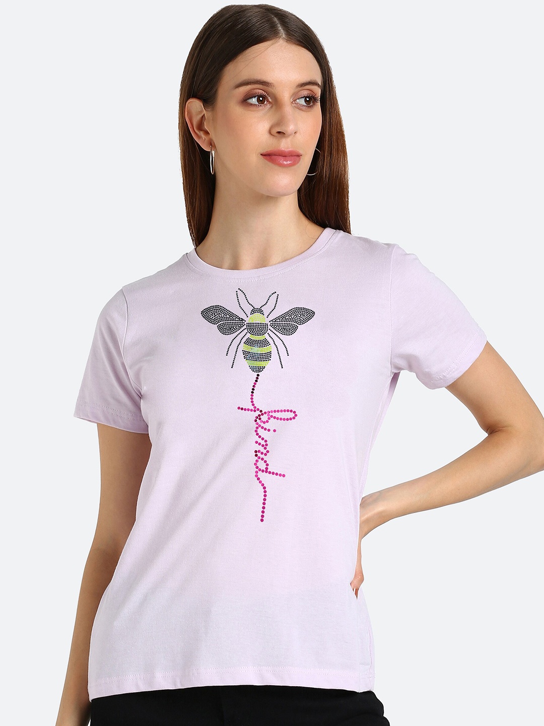 

Shashvi Women Purple Printed Tropical T-shirt