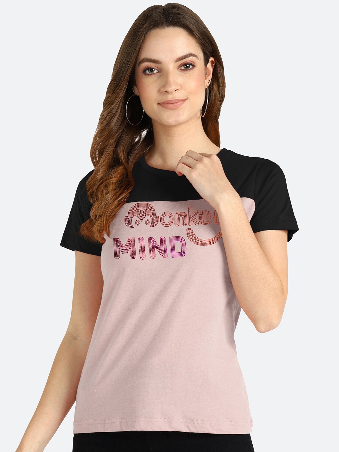 

shashvi Women Pink Typography Printed T-shirt
