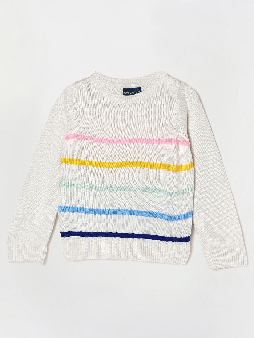 

Juniors by Lifestyle Girls White & Green Colourblocked Pullover