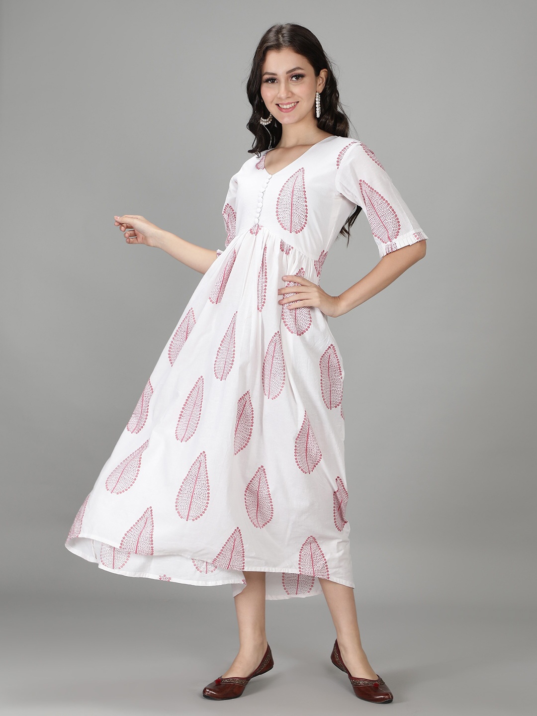 

Sajke White & Red Ethnic Motifs Maxi Dress