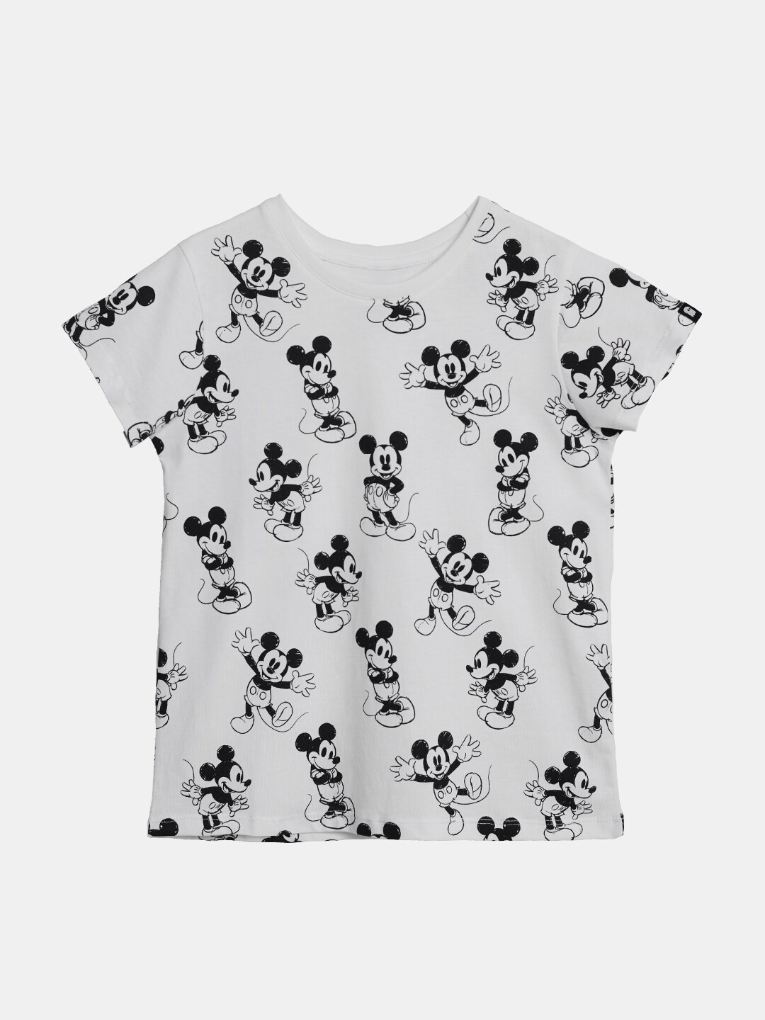 

The Souled Store Girls White Mickey Mouse Printed Cotton T-shirt