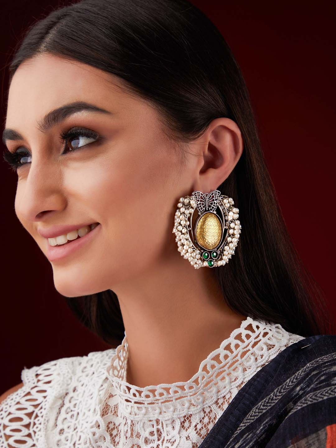 

Rubans Silver-Toned Classic Hoop Earrings