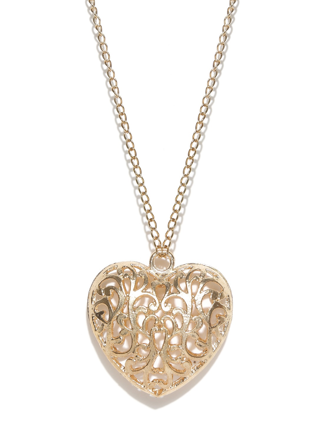 

Shining Diva Fashion Gold-Toned Cut-Out Heart-Shaped Matinee Necklace