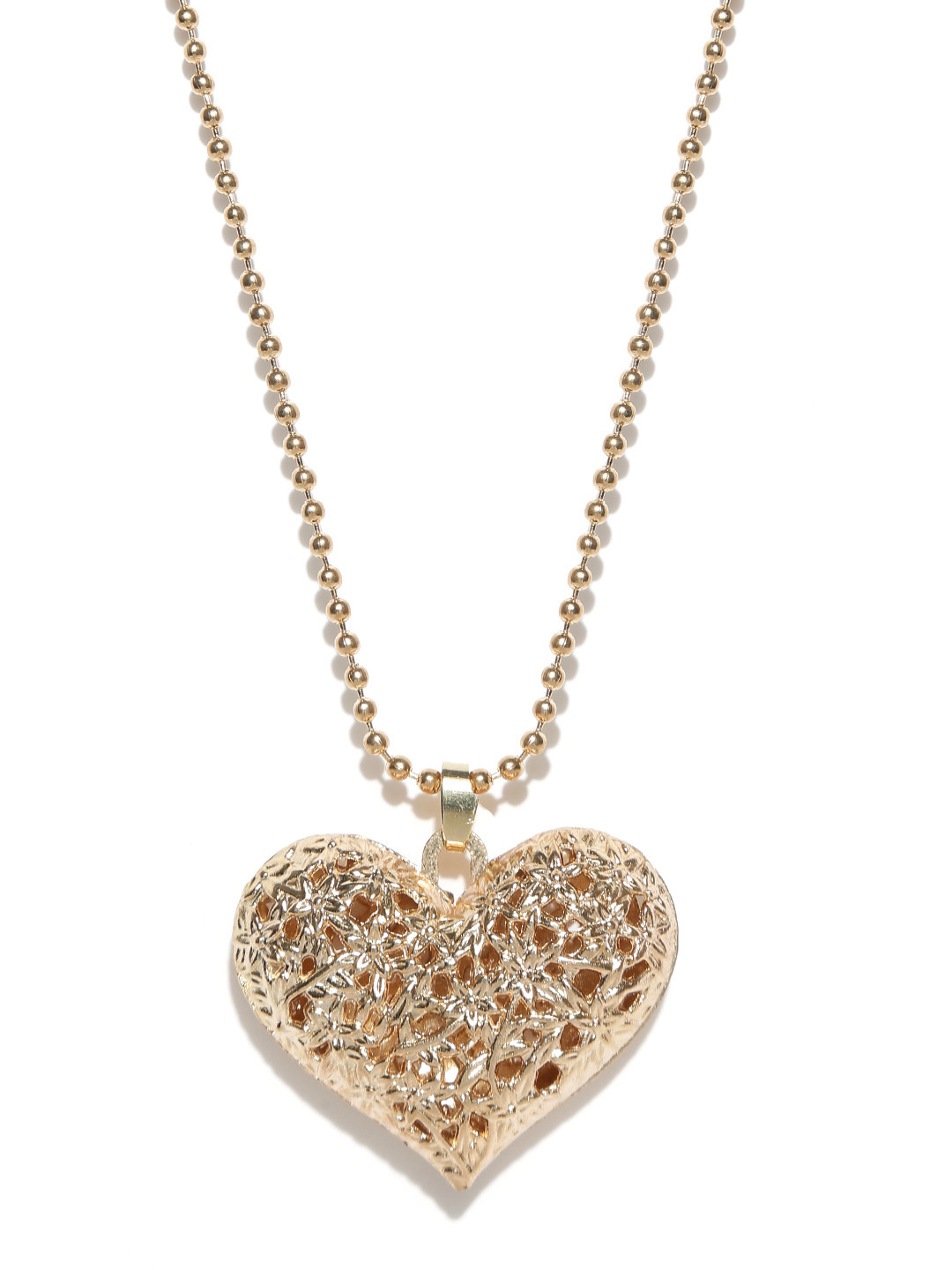

Shining Diva Fashion Gold-Toned Cut-Out Heart-Shaped Matinee Necklace