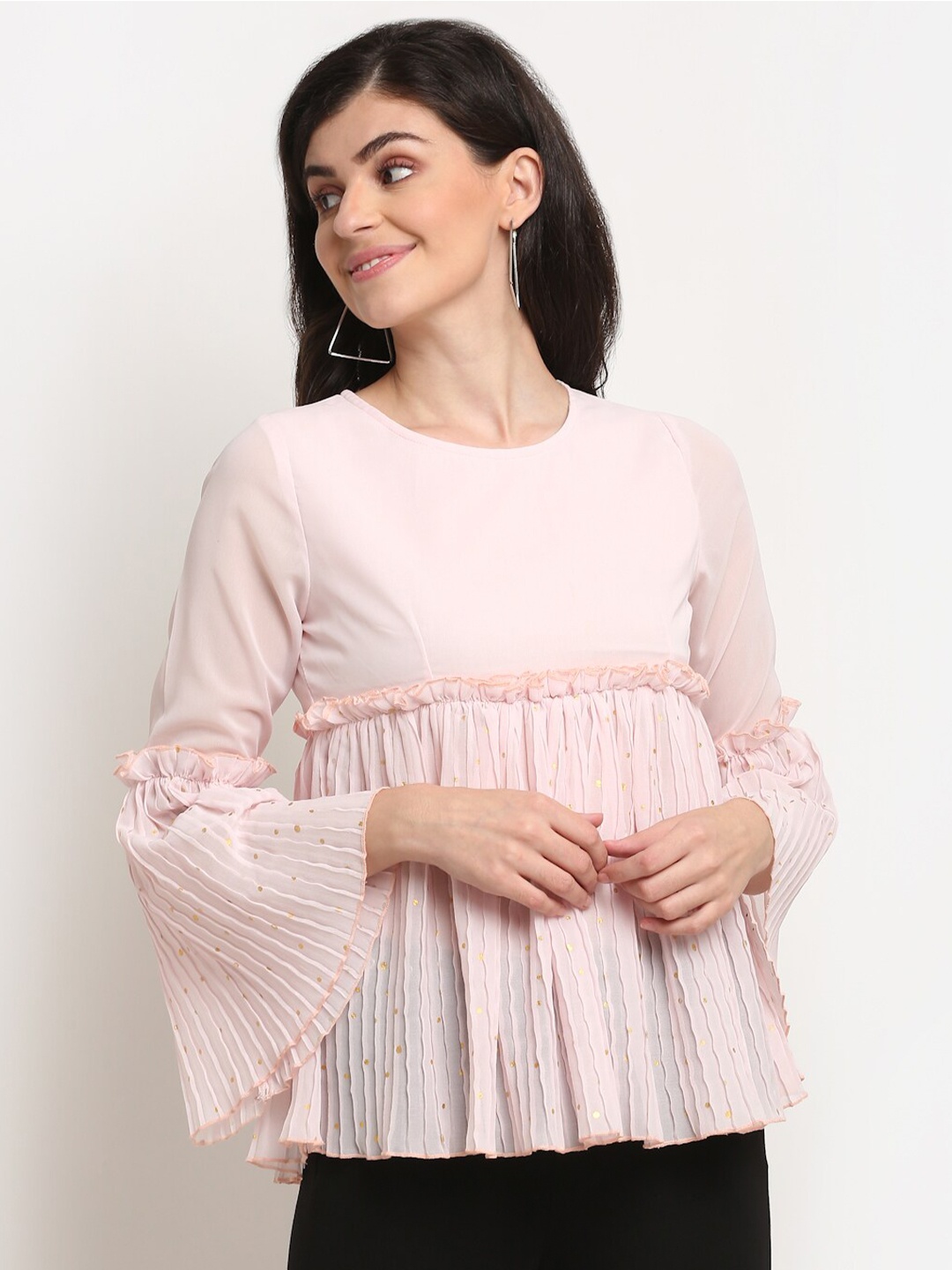 

La Zoire Pink Georgette Empire Top