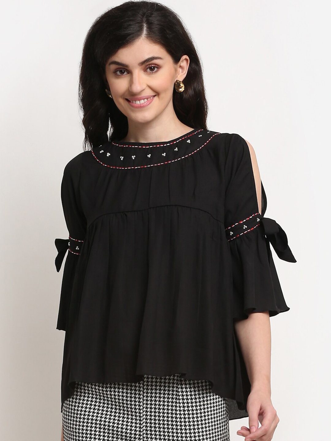 

La Zoire Black Georgette Top