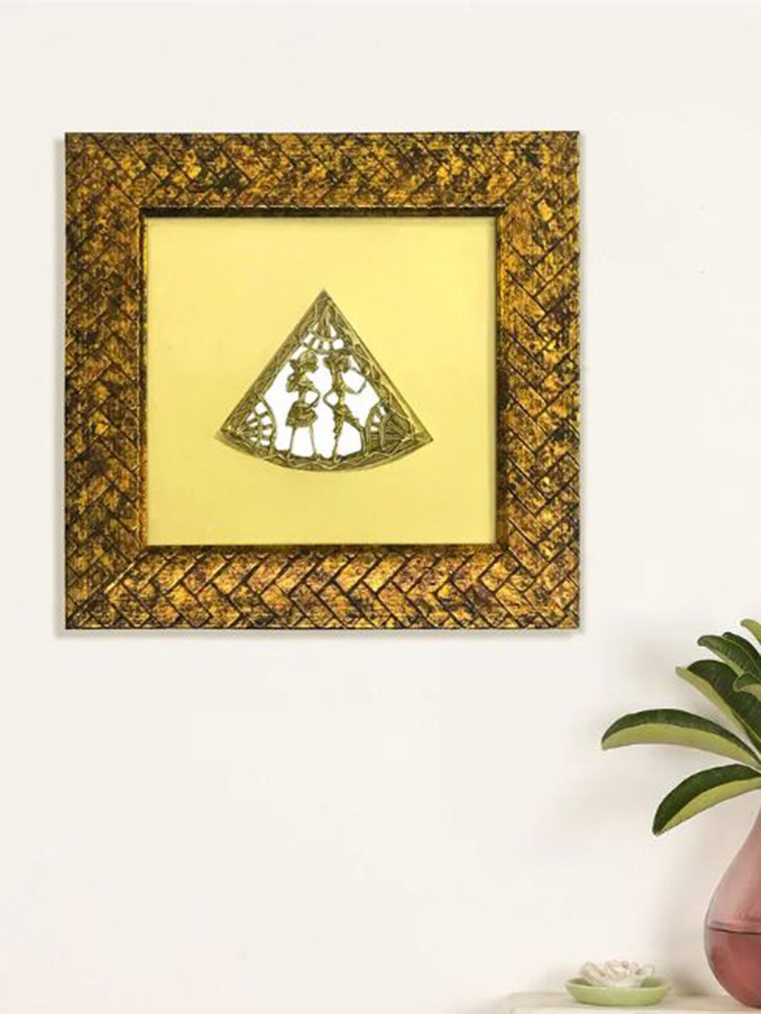 

Gallery99 Beige Colored Human Triangle Figurines Dhokra & Warli Wall Handicraft Art
