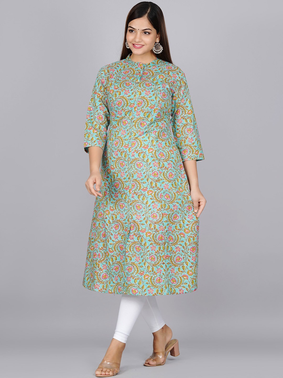 

Glorious Women Green Floral Printed A-line kurta
