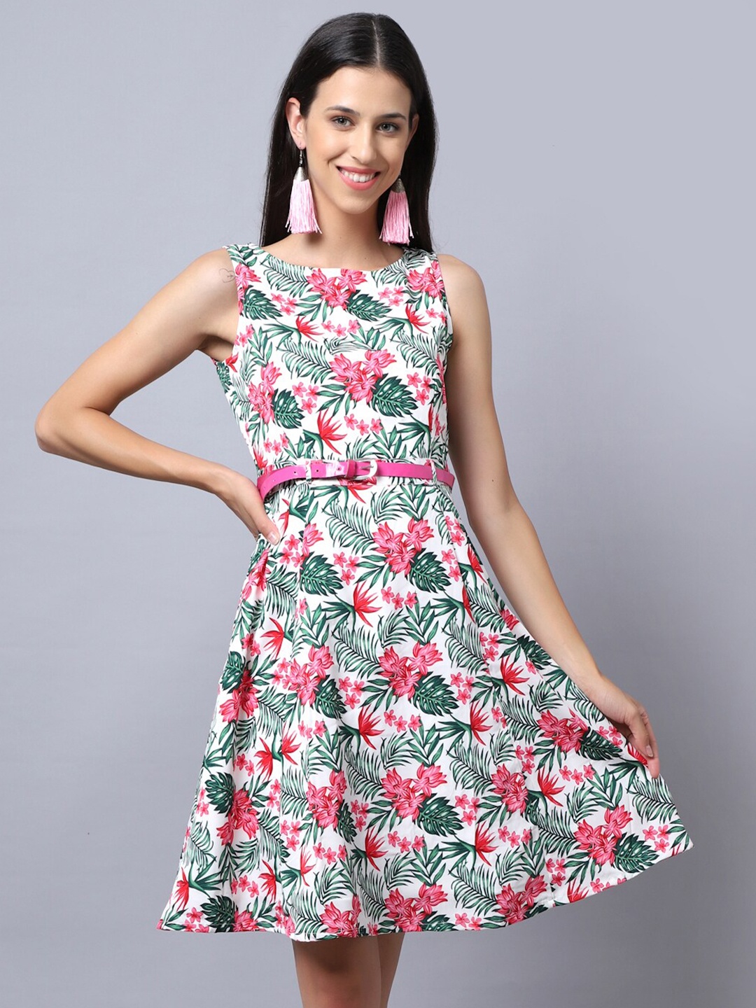 

KURTSY Multicoloured Floral Crepe Dress, Multi